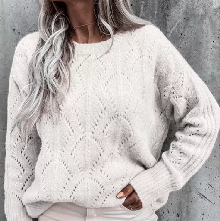 Damen - Strickpullover - Feines Spitzenmuster - Eleganter Pullover für stilbewusste Frauen