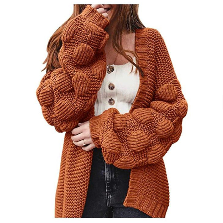 Damen - Strickjacke - Stylische voluminöse Ärmel - Modischer Begleiter für jede Jahreszeit