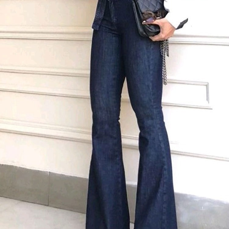Damen - Bootcut Jeans - Hohe Taille mit Gürtel - Bequemer Style für jeden Anlass