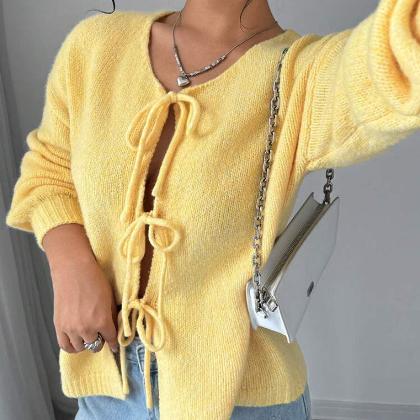 Damen - Übergroße Strickpullover - Schnürung - Bequem und Stilvoll - Perfekt für den Lagenlook