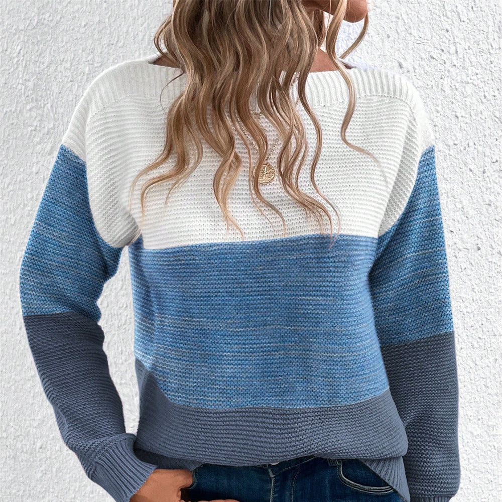 Damen - Strickpullover - Farbblock - Gemütlicher Look - Perfekt für jede Gelegenheit