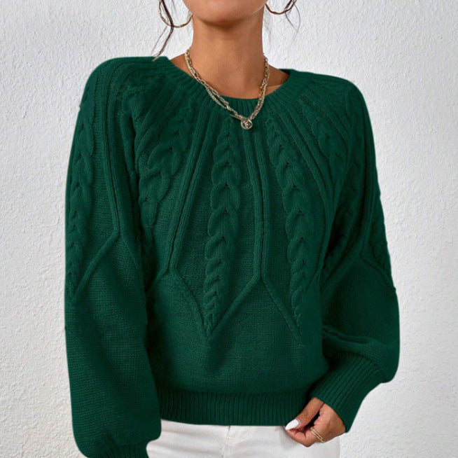 Damen - Strickpullover - Zopfmuster - Weit geschnitten