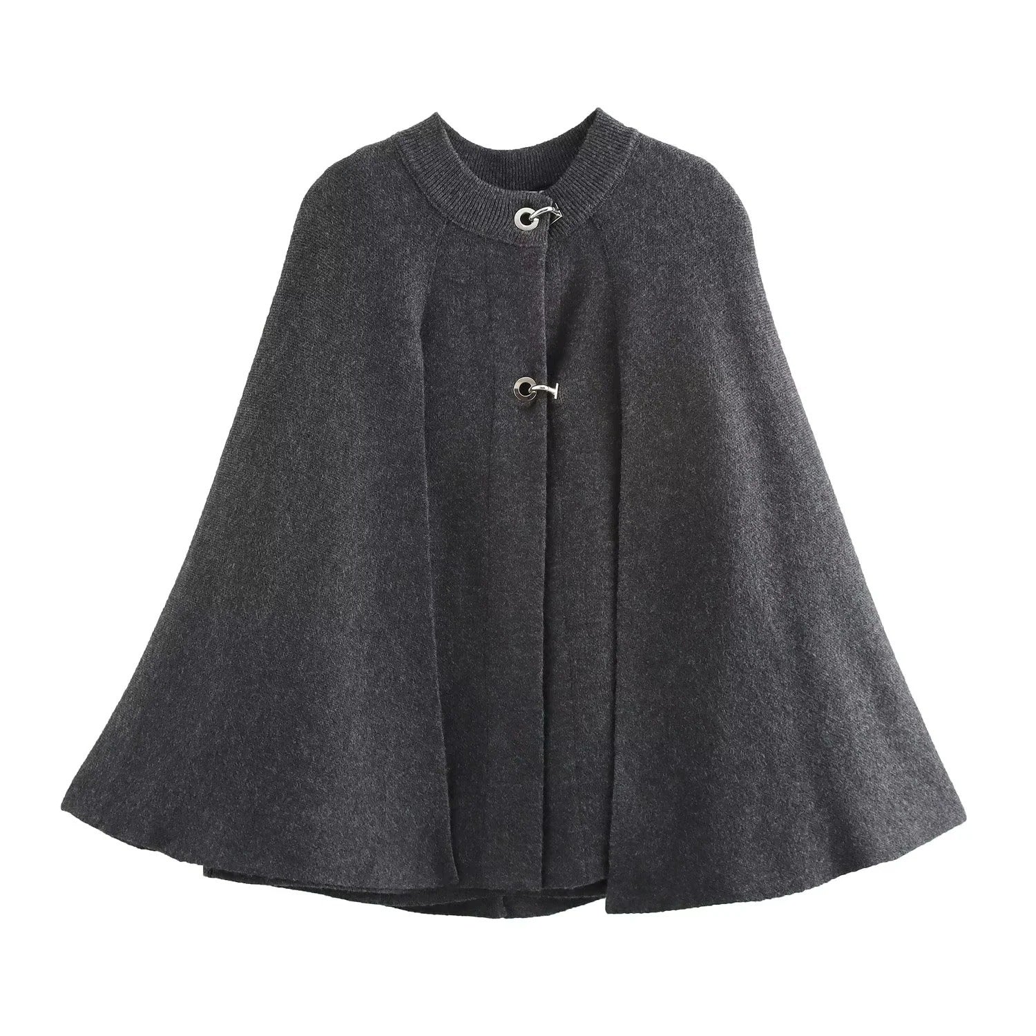 Damen - Stehkragen Cape Jacke - Elegante Knopfleiste - Stilvolle Übergangsjacke für jedes Outfit