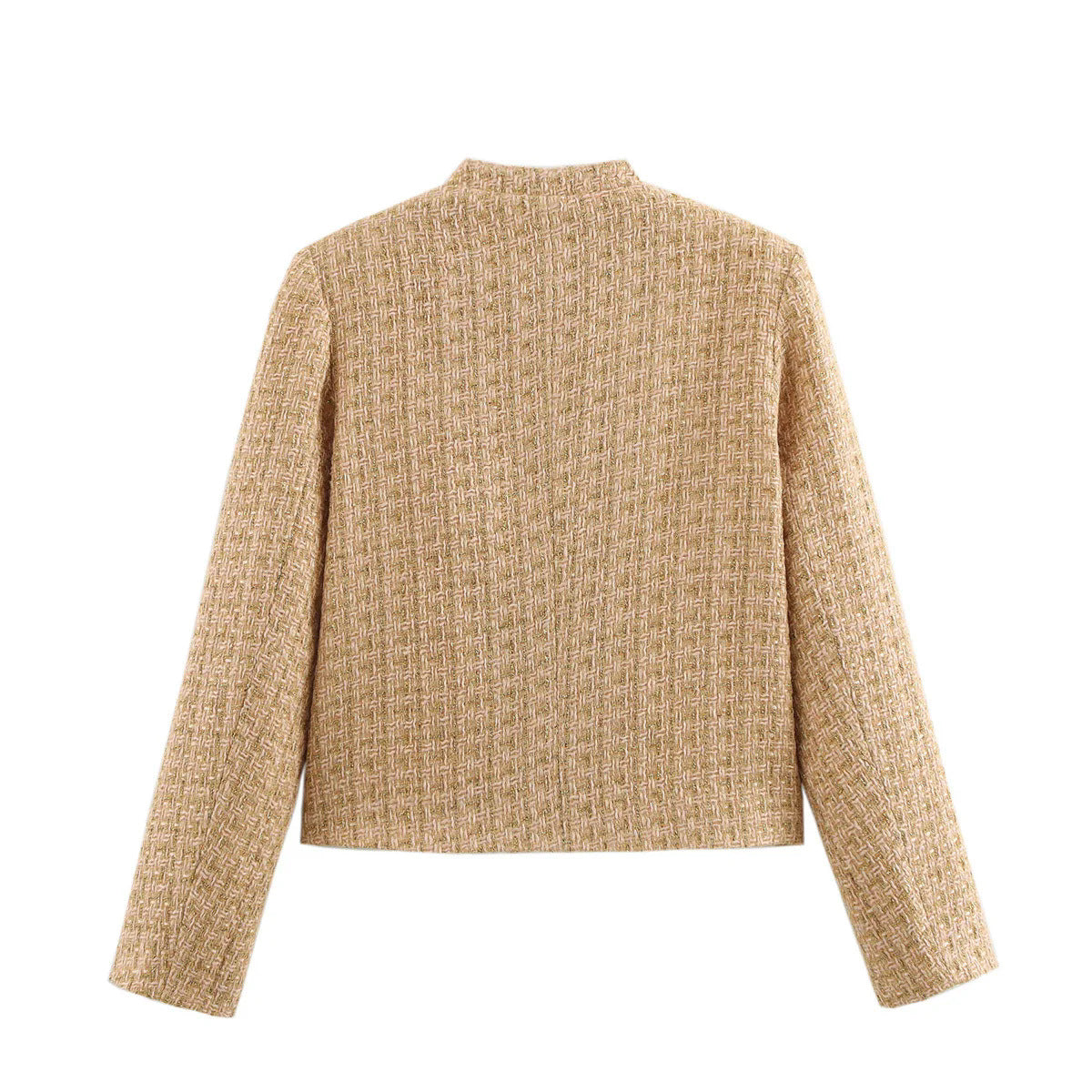 Damen - Tweed Blazer Jacke - Eleganten Knopfdetails - Stilvolle Mode für jeden Anlass