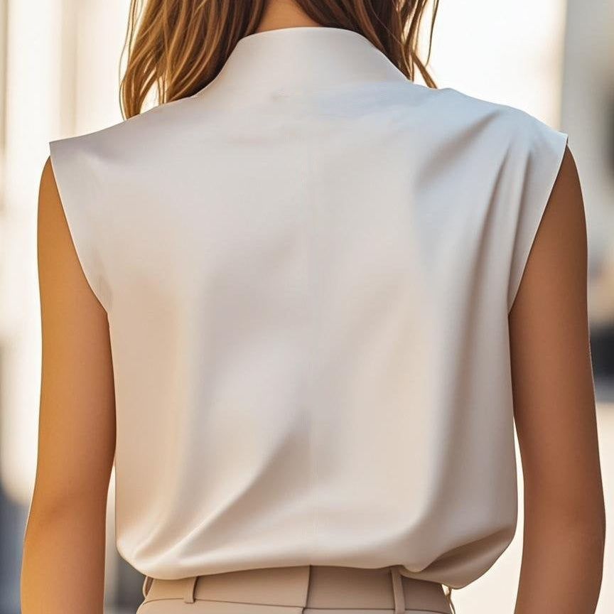 Damen - Satin Bluse - Drapierte Passform - Elegante Mode für jeden Anlass