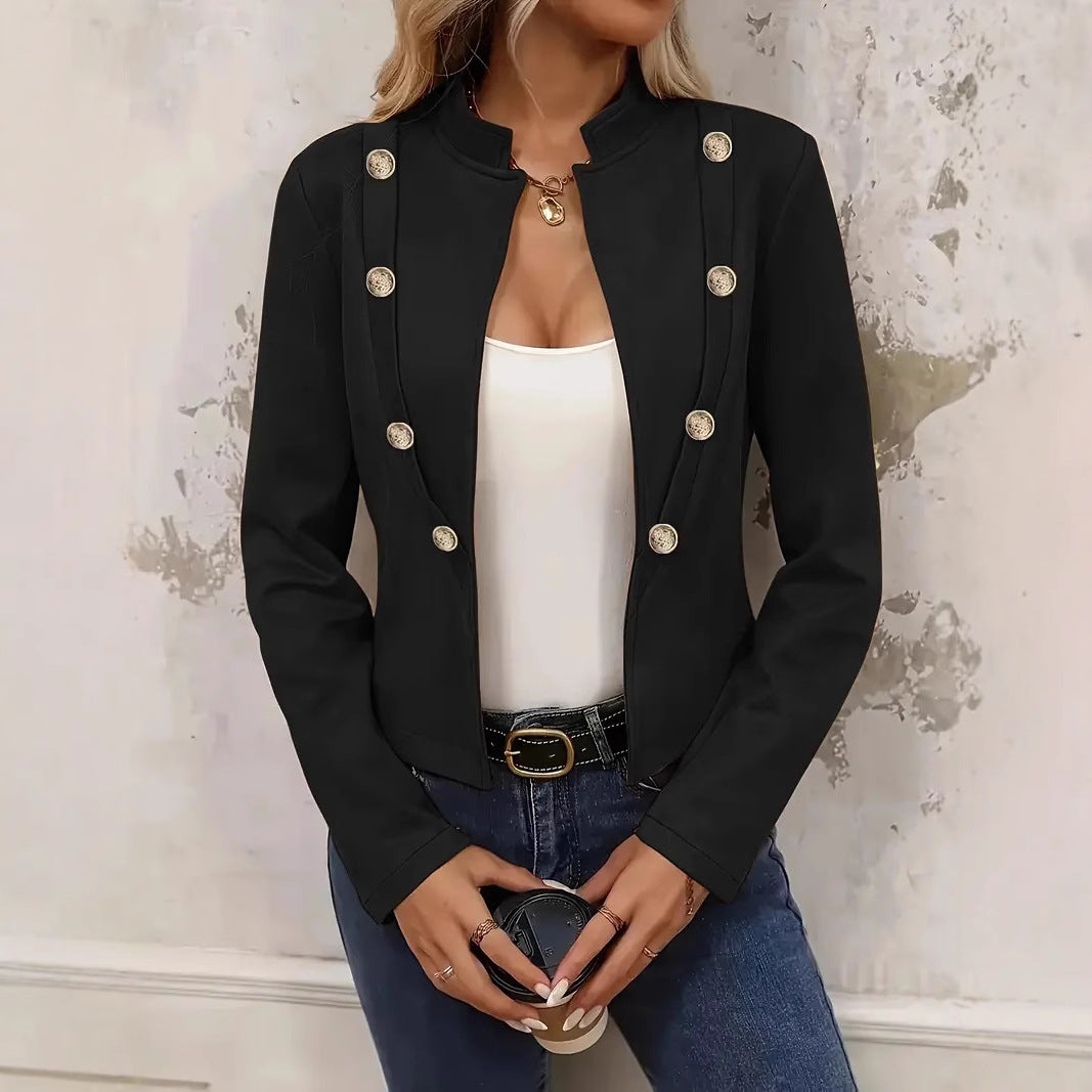 Damen - Kurzblazer - Knopfleiste und elegantem Kragen - Stylischer Begleiter für jeden Anlass