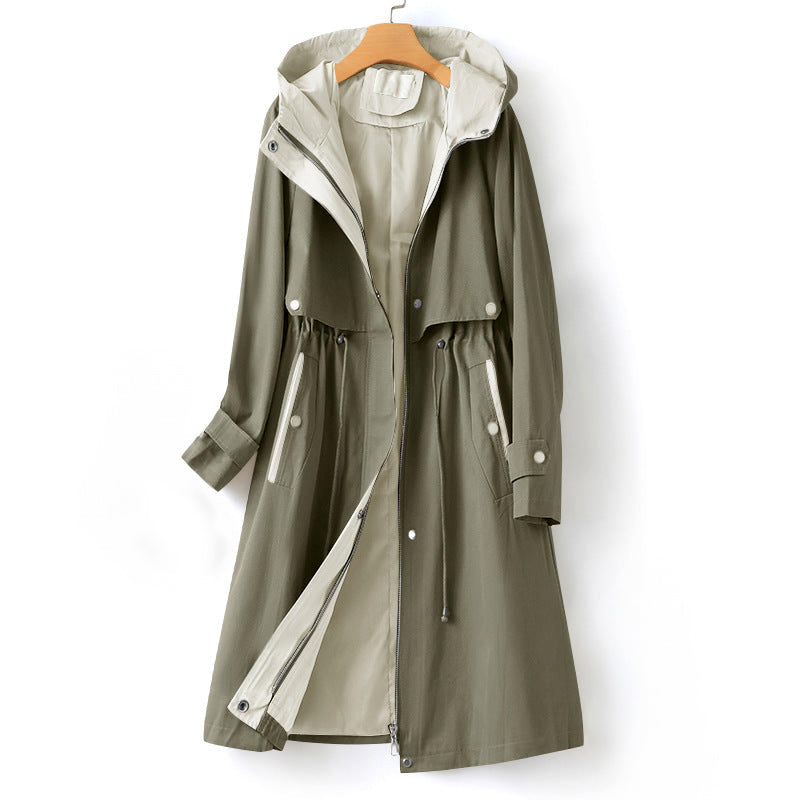 Damen - Wasserdichter Trenchcoat - Kapuze - Modernes Design - Ideal für Regenwetter