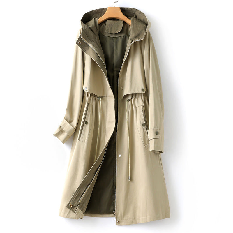 Damen - Wasserdichter Trenchcoat - Kapuze - Modernes Design - Ideal für Regenwetter
