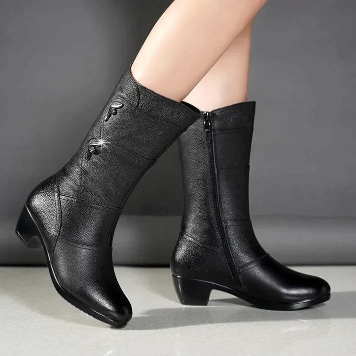 Damen - Winterstiefel - Warm & Gemütlich - Rutschfeste Sohle - Schwarze Stiefel für kalte Tage