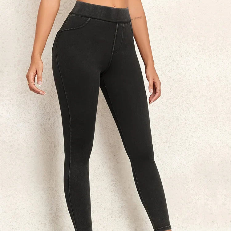 Damen - Hochtaillierte Skinny Jeggings - Bequemer Denim-Stil - Modische Passform für jeden Anlass