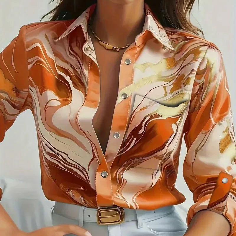 Damen - Hemd - Satin Stoff - Fließendes elegantes Shirt für stilvolle Anlässe