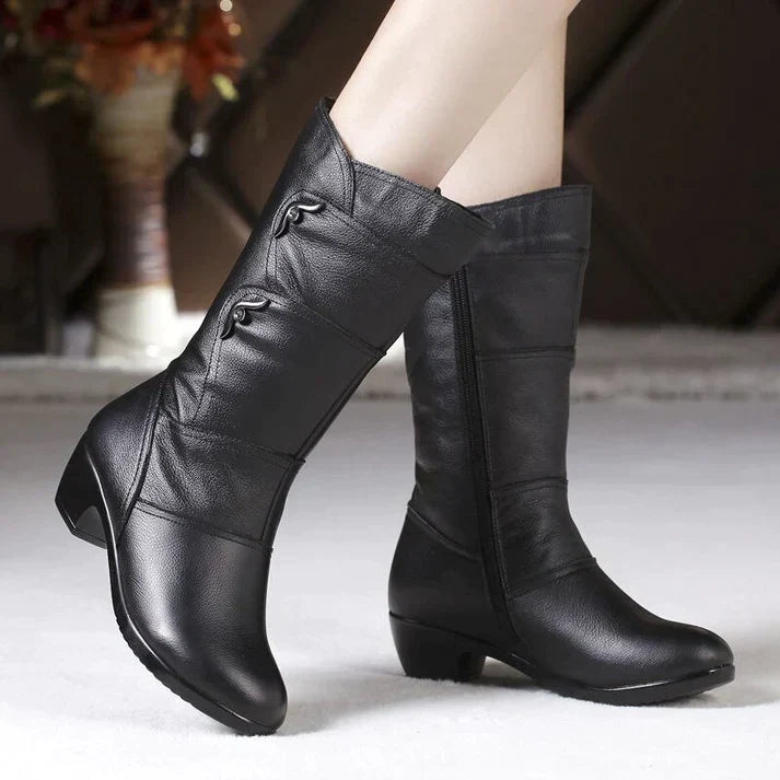 Damen - Winterstiefel - Warm & Gemütlich - Rutschfeste Sohle - Schwarze Stiefel für kalte Tage