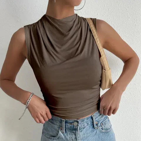 Damen - Ärmellose Sommerbluse - Weicher und dehnbarer Stoff - Stilvolles Design - Lässige Mode für warme Tage