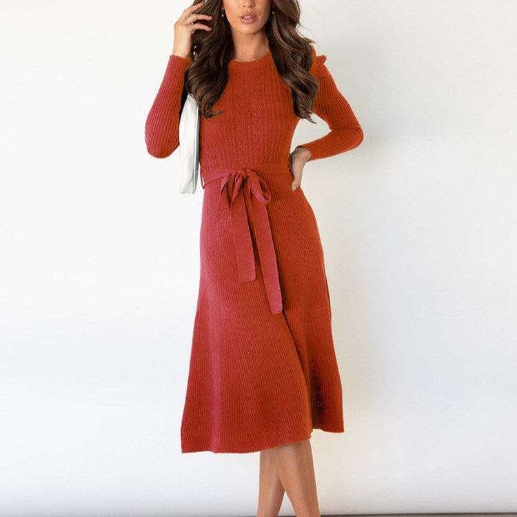 Damen - Strickpullover Kleid - Puffärmel - Modischer Strickstil - Bequem und Elegant