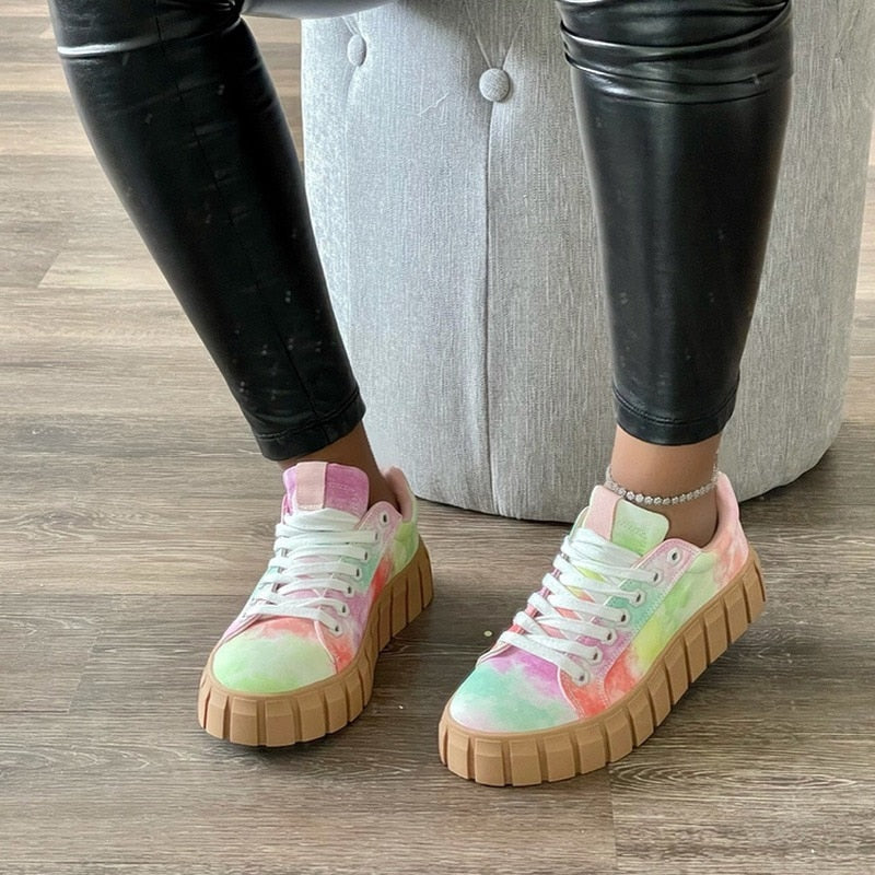 Damen - Turnschuhe - Plateausohle - Leichte Material - Atmungsaktive Wanderschuhe