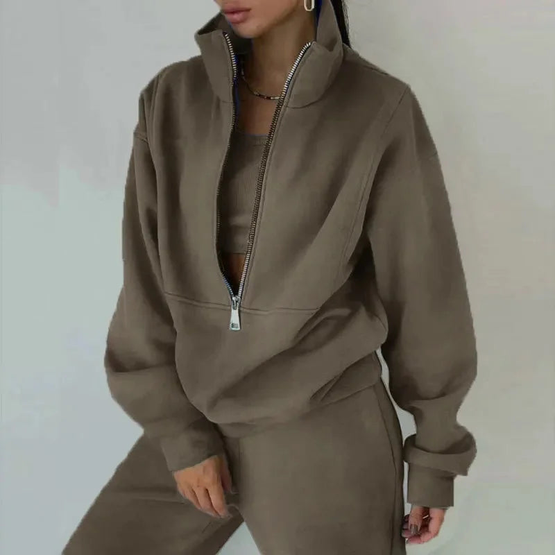Damen - Lässiges Winter-Set - Kuscheliges Sweatshirt & Hose aus weichem Material - Gemütlicher Look für kalte Tage