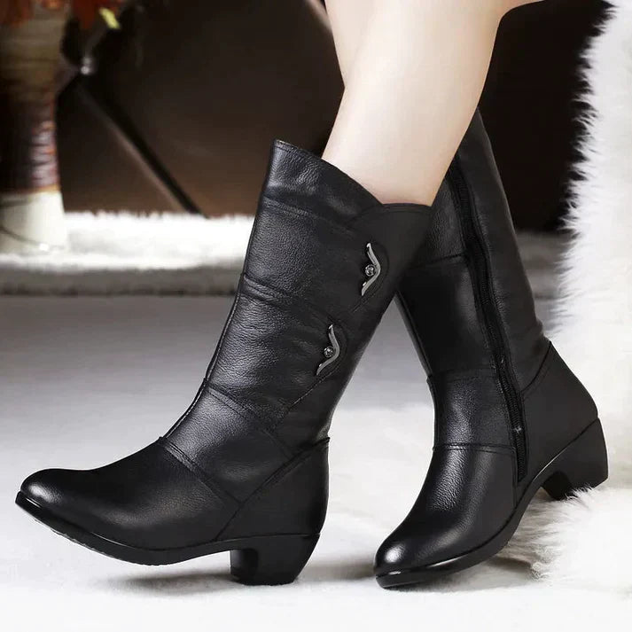 Damen - Winterstiefel - Warm & Gemütlich - Rutschfeste Sohle - Schwarze Stiefel für kalte Tage