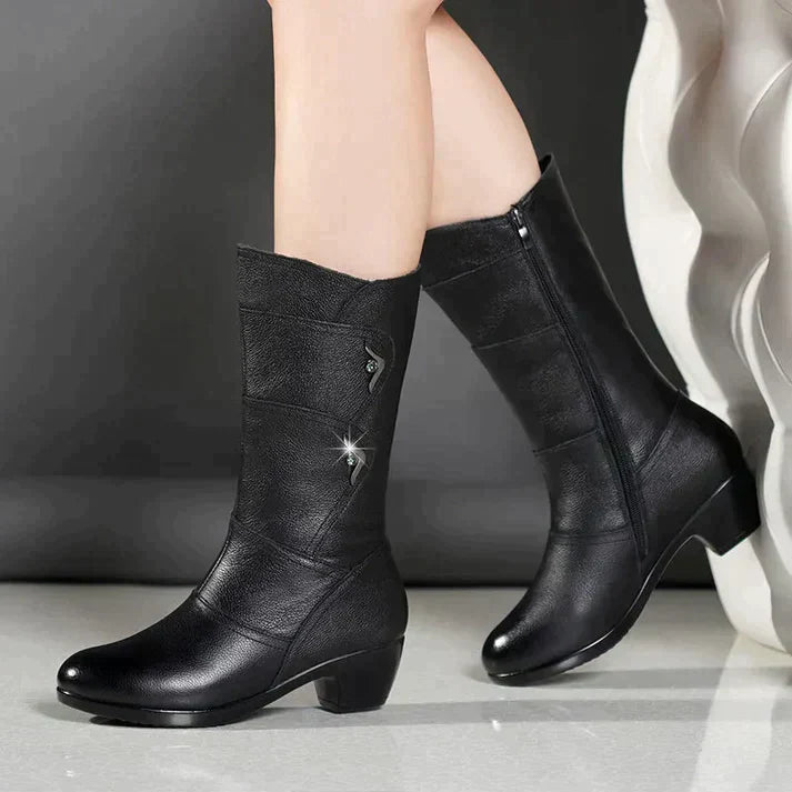 Damen - Winterstiefel - Warm & Gemütlich - Rutschfeste Sohle - Schwarze Stiefel für kalte Tage