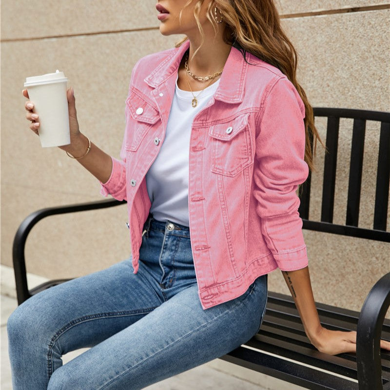 Damen - Denim Jacke - Haltbarer Stoff - Leicht & Stylisch - Ideal für den Sommer