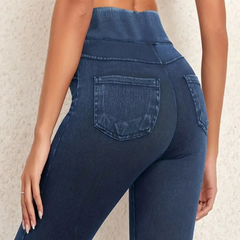 Damen - Stylische Jeggings - Hoher Taille - Bequemer Trendy Fit - Modische Damenmode