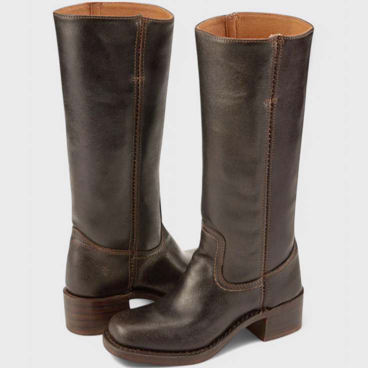 Damen - Kniehohe Stiefel - Runder Spitze - Bequemer Stacked Heel für stilvolle Auftritte