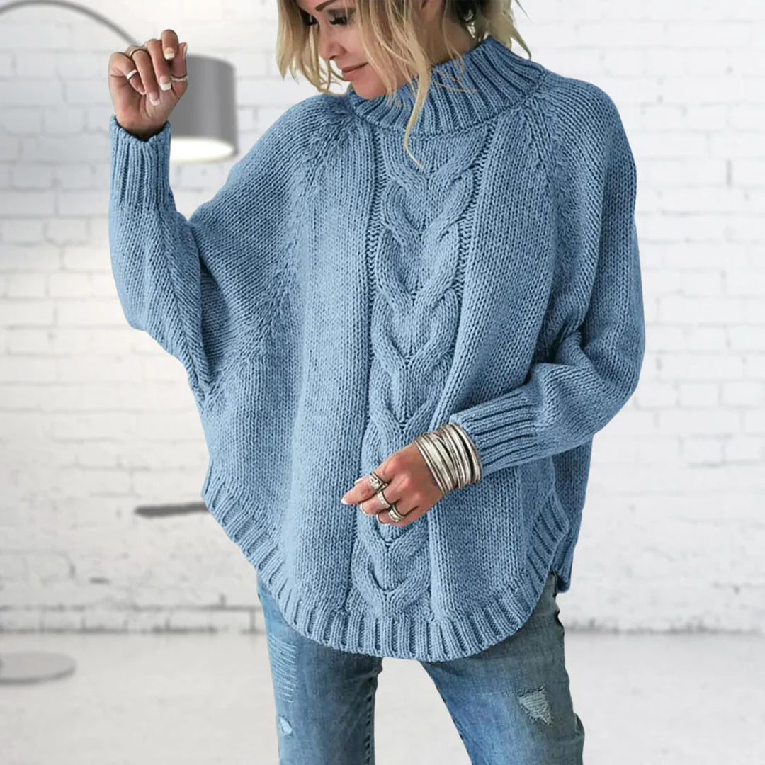 Damen - Pullover mit Trichterkragen - Gemütlicher Kabelstrick-Stil - Ideal für die kühle Jahreszeit