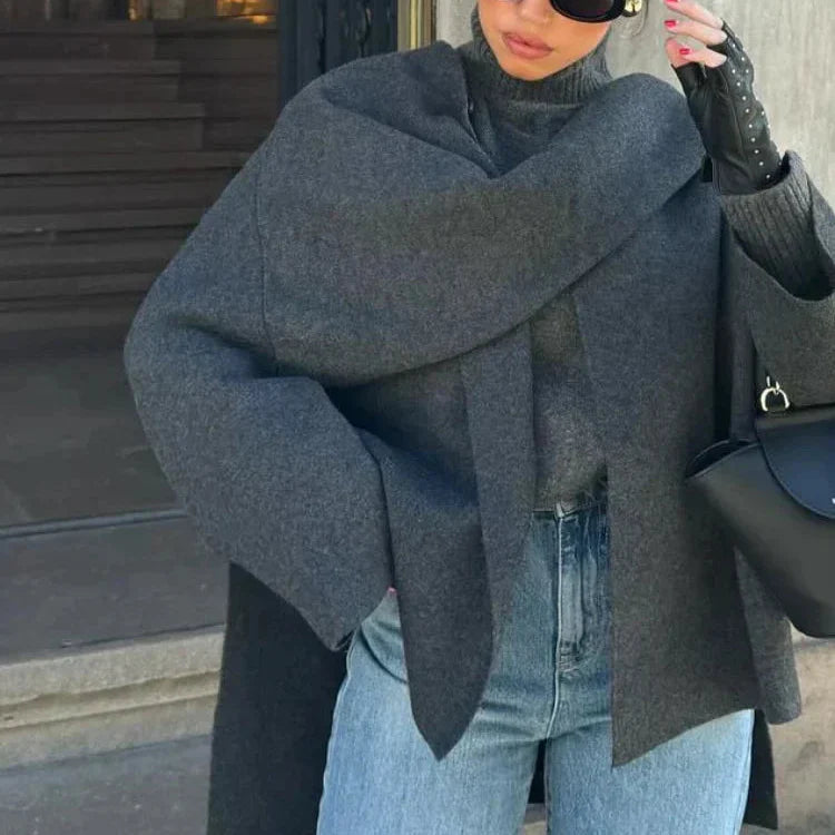 Damen - Eleganter warmer Cape Mantel - Stilvoller Begleiter - Weichem Material - Perfekt für kalte Tage