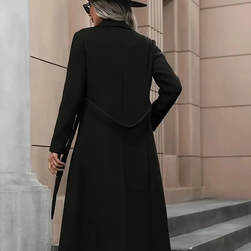 Damen - Stylische - Langer Trenchcoat mit Gürtel - Tailored Fit - Eleganter Look für jede Gelegenheit