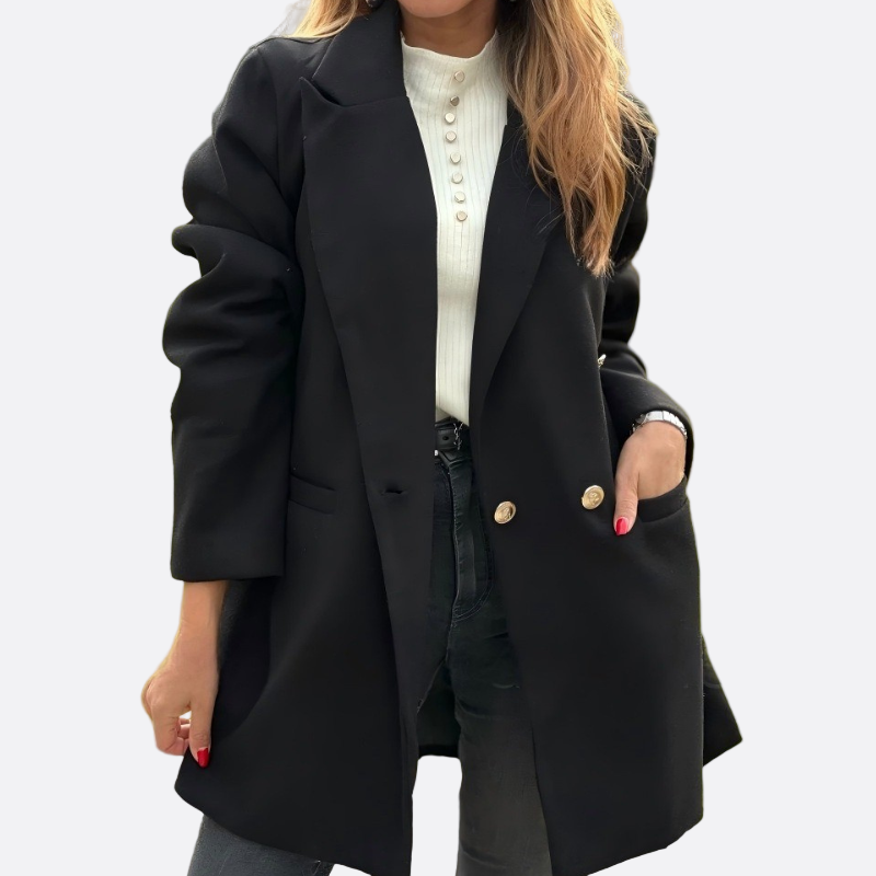 Damen - Übergroßer Blazermantel - Zweireihiger Stil - Eleganter Mode Begleiter für jeden Anlass