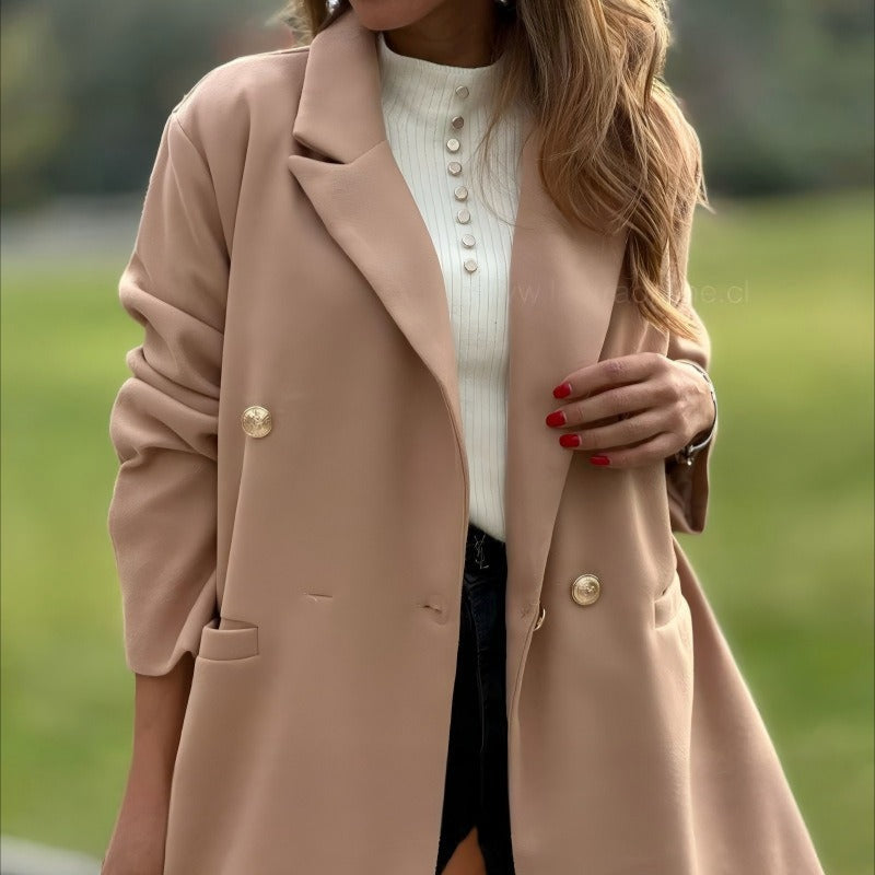 Damen - Übergroßer Blazermantel - Zweireihiger Stil - Eleganter Mode Begleiter für jeden Anlass
