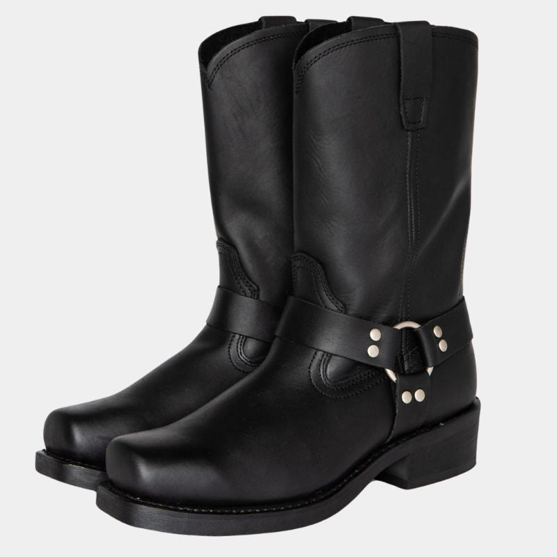 Damen - Mid-Calf Stiefel - Harness und Schnalle Akzent - Stilvoll und Bequem für Jeden Anlass