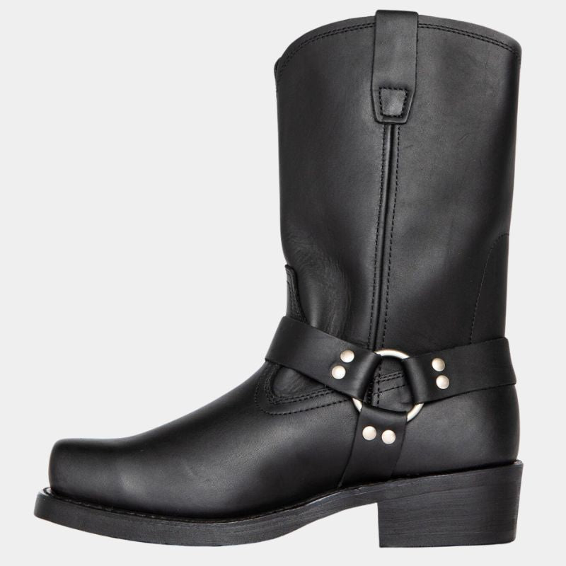 Damen - Mid-Calf Stiefel - Harness und Schnalle Akzent - Stilvoll und Bequem für Jeden Anlass