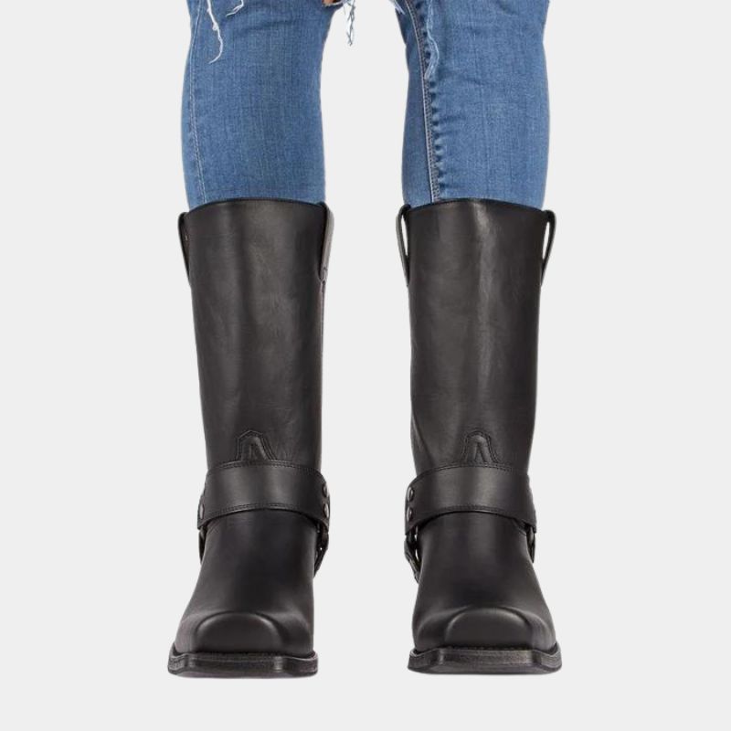 Damen - Mid-Calf Stiefel - Harness und Schnalle Akzent - Stilvoll und Bequem für Jeden Anlass