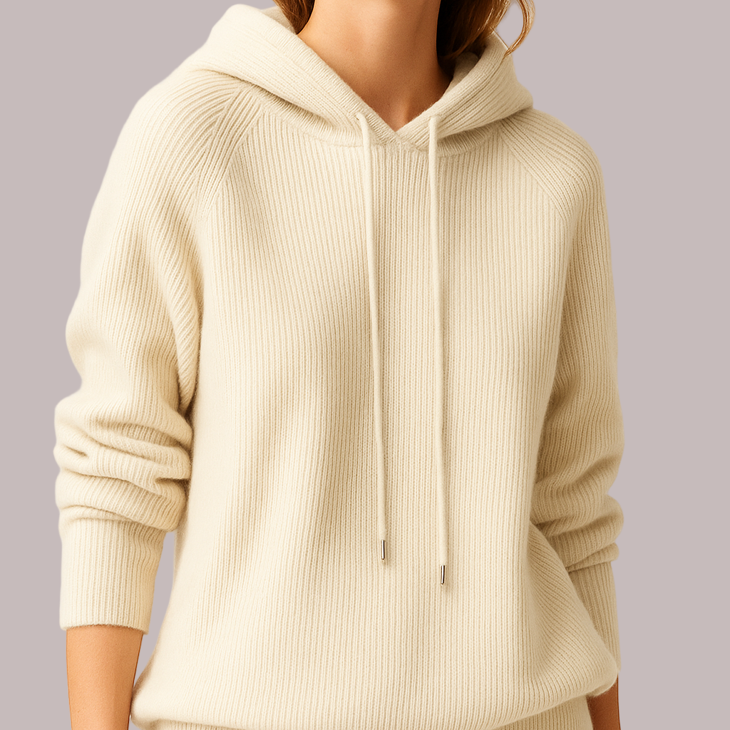 Damen - Kapuzenpullover - Entspannter Passform - Rippenstrick - Bequemer Stil für Freizeit und Alltag