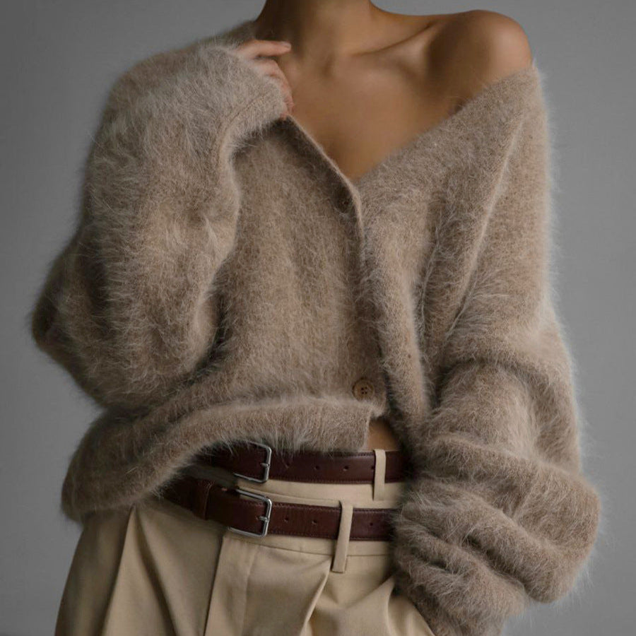 Damen - Strickjacke - V-Ausschnitt - Entspanntes Design - Bequeme Mode für jeden Anlass