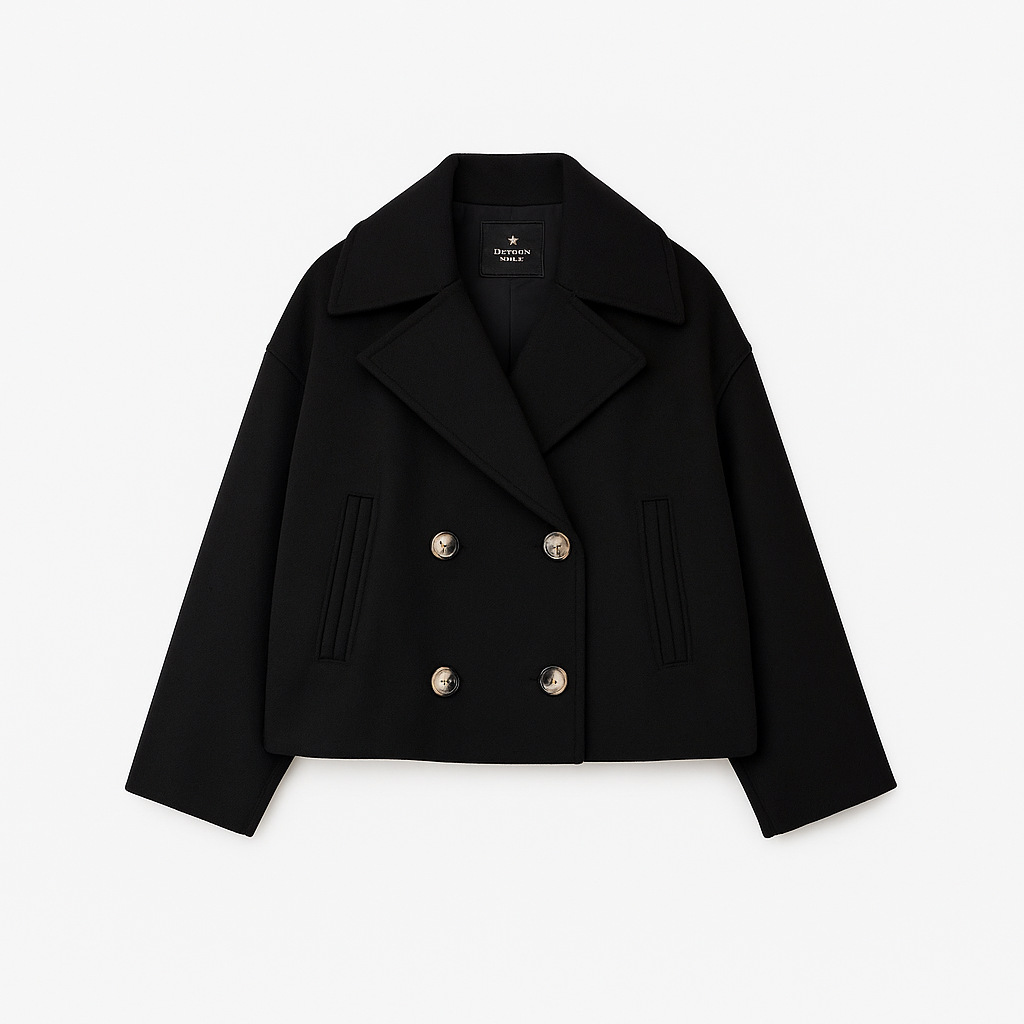 Damen - Kurzer taillierter Mantel - Breitem Aufschlag - Eleganter Schnitt für stilvolle Outfits