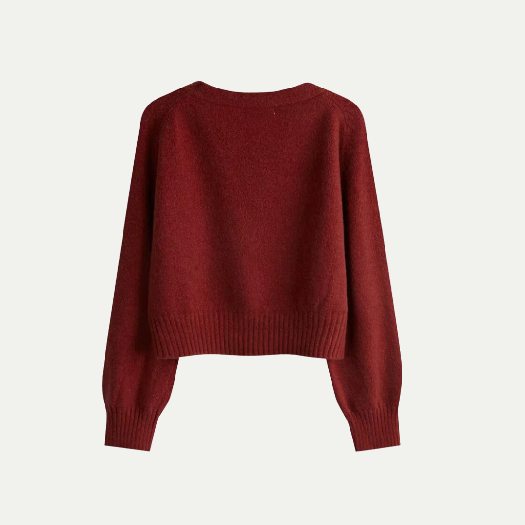 Damen - Strickjacke - V-Ausschnitt und Knopfleiste - Asymmetrischer Stil für jeden Anlass