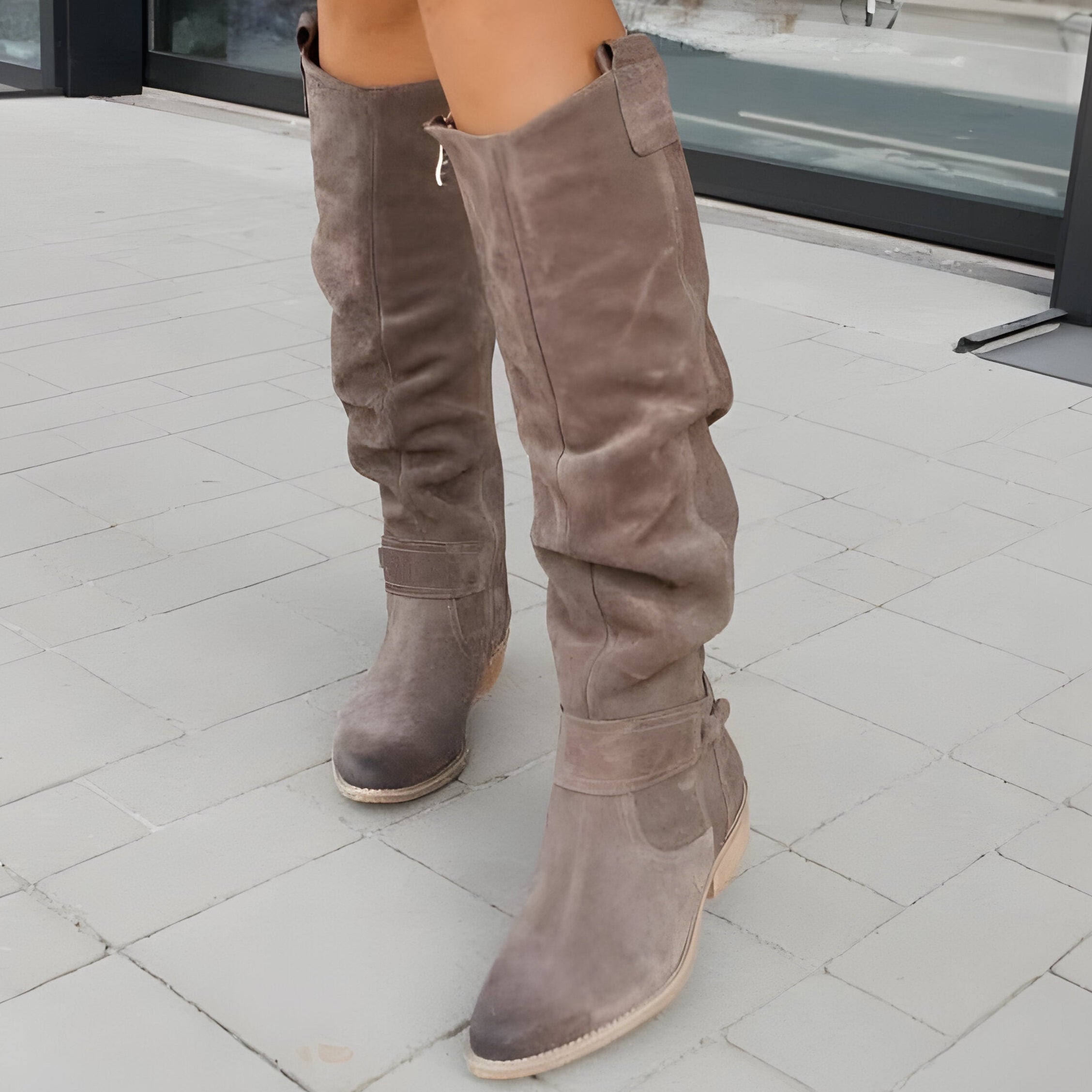 Damen - Kniehohe Stiefel - Weiches Leder - Bequeme Passform Stylische Schuhe