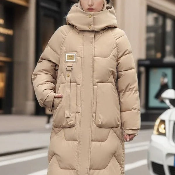 Damen - Maxi Langer gepolsterter Mantel mit Kapuze - Bequem und stilvoll für kalte Tage