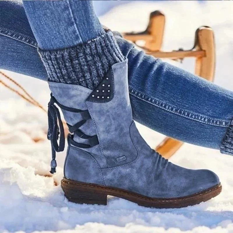 Damen - Winterstiefeletten - Schnürung - Warm und Stylisch für kalte Tage - Bequeme Winterstiefel
