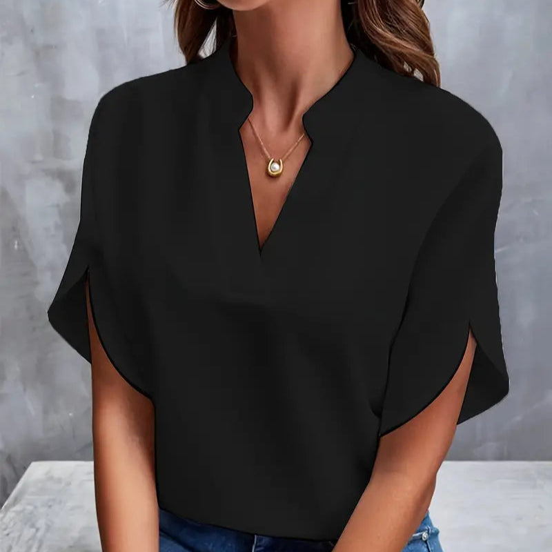 Damen - Elegante Bluse mit kurzen Ärmeln - Leichtes Material - Stylisches und vielseitiges Top für jeden Anlass