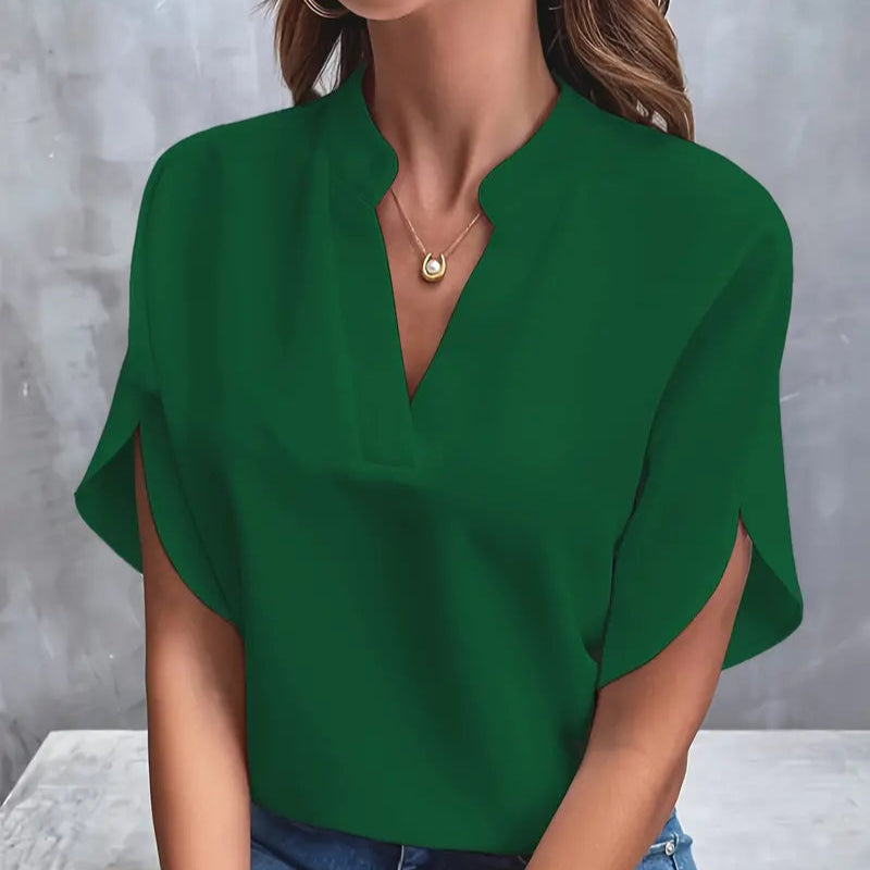 Damen - Elegante Bluse mit kurzen Ärmeln - Leichtes Material - Stylisches und vielseitiges Top für jeden Anlass