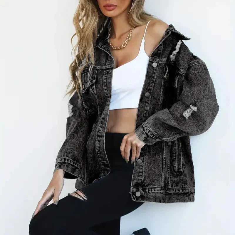 Damen - Übergröße Jacke - Denim - Lässiger Chic - Vielseitige Mode für jeden Anlass