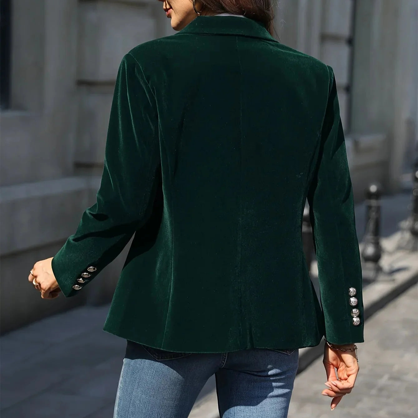 Damen - Samt Blazer - Goldenen Knöpfen - Eleganter Look für jeden Anlass