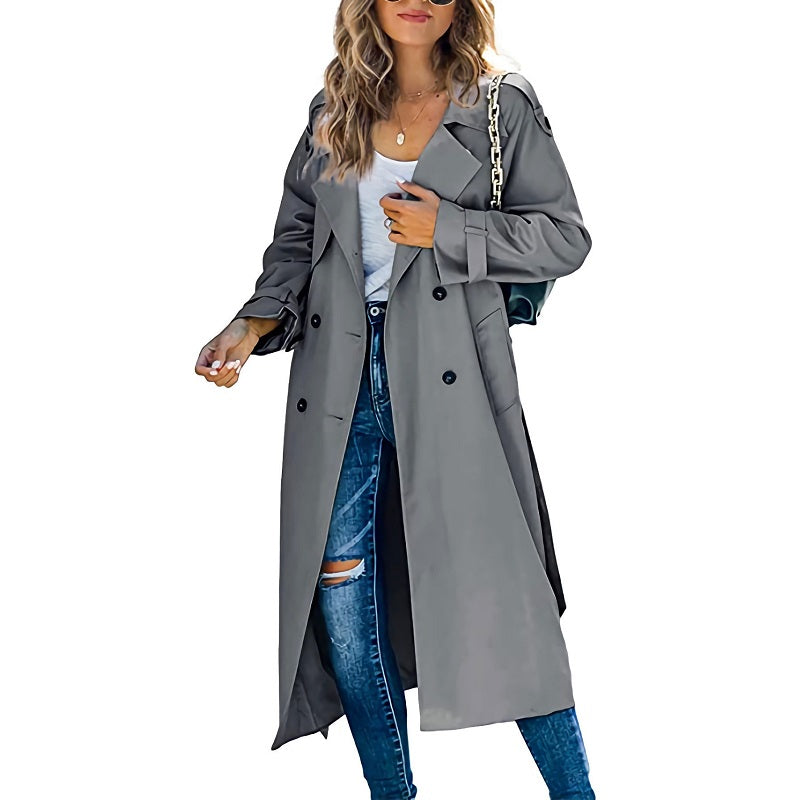 Damen - Trenchcoat - Langer Gürtel-Stil - Eleganter und zeitloser Look für jeden Anlass