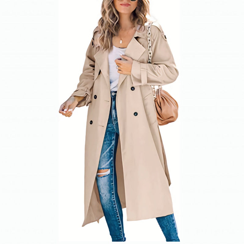 Damen - Trenchcoat - Langer Gürtel-Stil - Eleganter und zeitloser Look für jeden Anlass