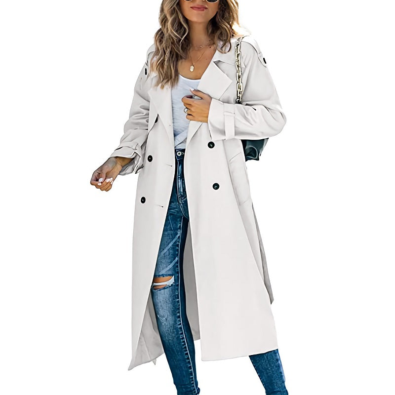 Damen - Trenchcoat - Langer Gürtel-Stil - Eleganter und zeitloser Look für jeden Anlass