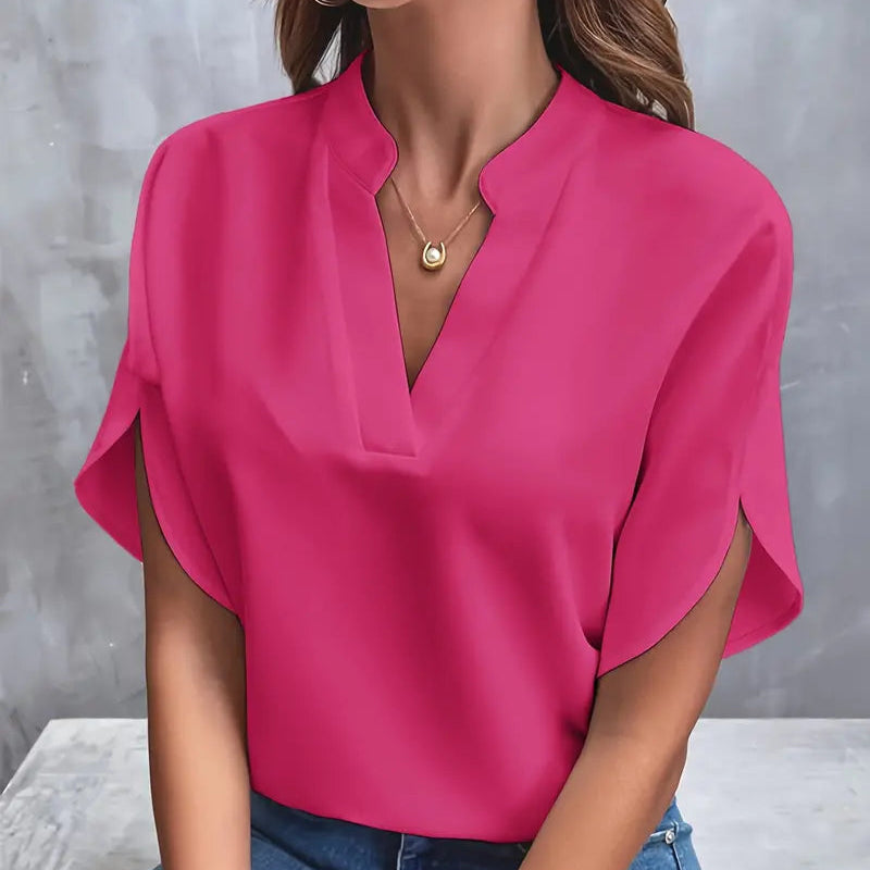 Damen - Elegante Bluse mit kurzen Ärmeln - Leichtes Material - Stylisches und vielseitiges Top für jeden Anlass
