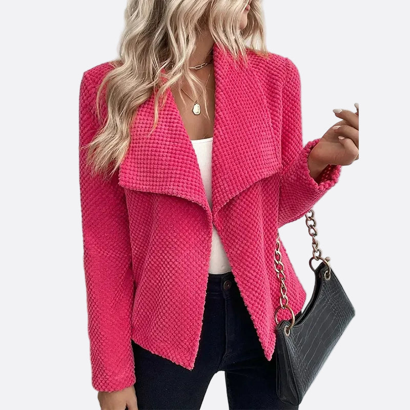Damen - Strukturierte Strickblazer Jacke - Entspannte Passform - Bequeme und stilvolle Oberbekleidung für jeden Anlass