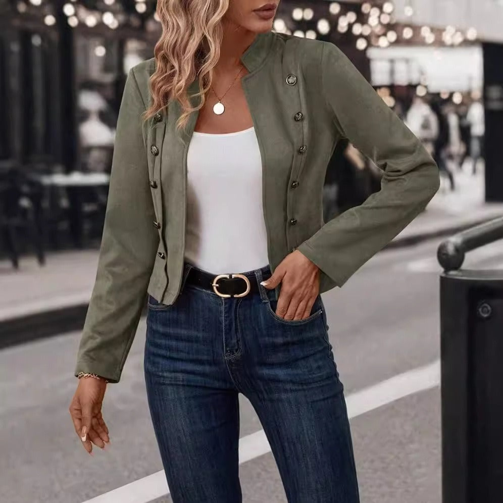 Damen - Zweireiher Jacke - Hirschleder - Maßgeschneiderte Samtjacke für stilvolle Eleganz